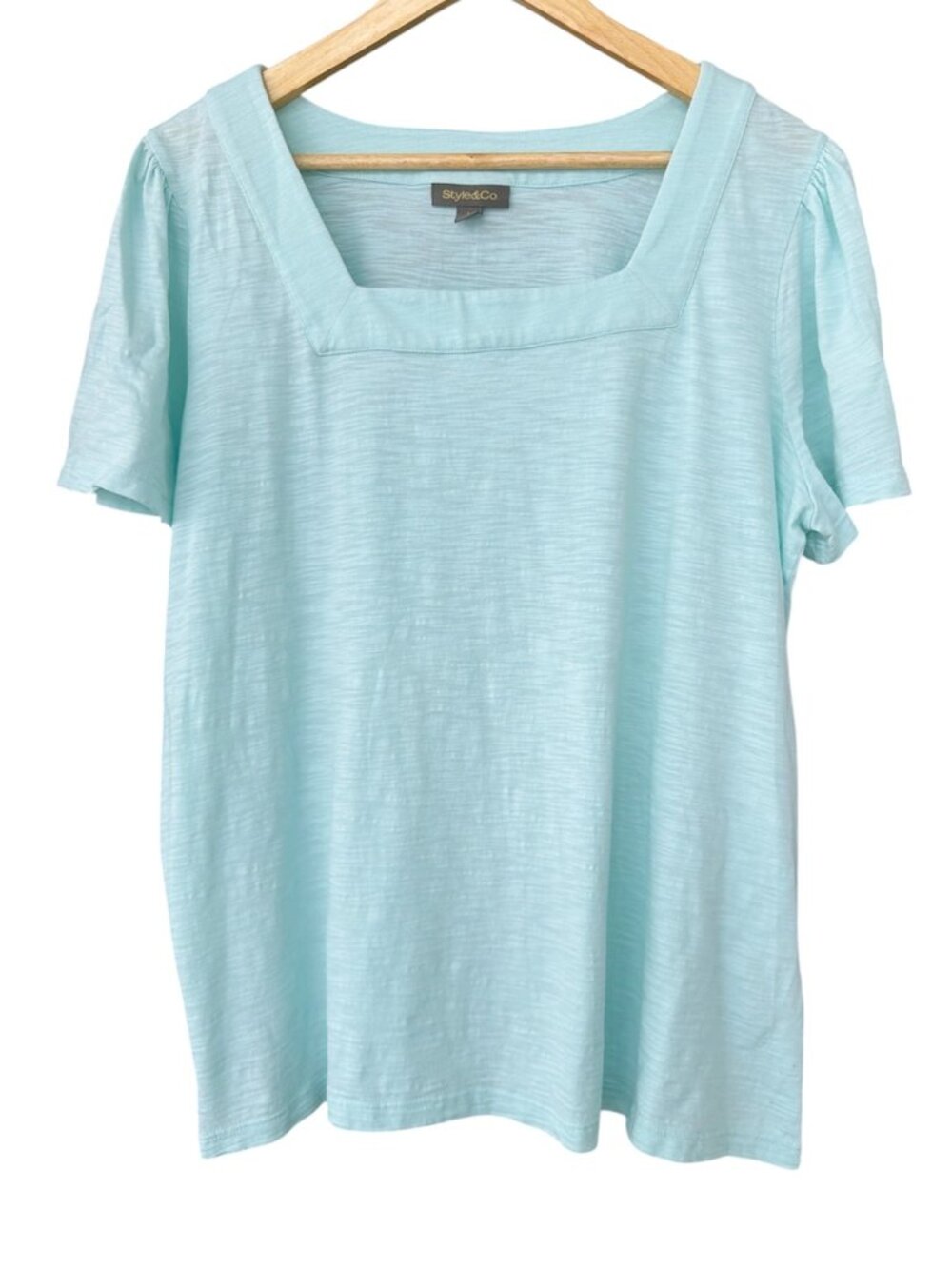 Style & Co Tee Women's Size Large Square Neck Slub Neck T-Shirt